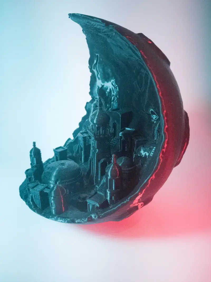 Impresión 3d de ciudad en la luna